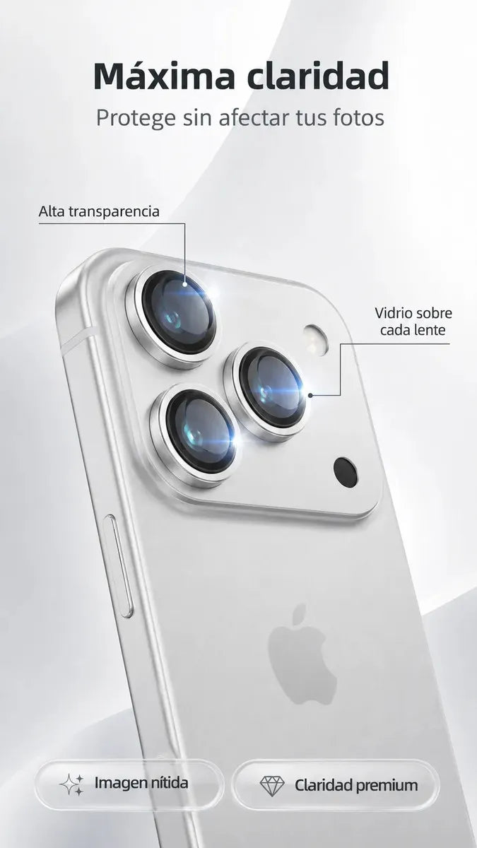 Protector Metálico para Cámara iPhone 18 Pro Max | Vidrio 9H