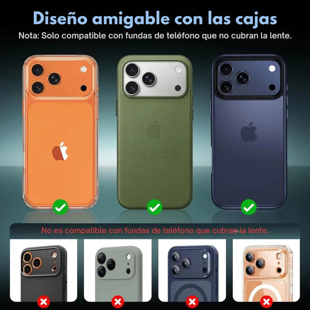 Protector Metálico para Cámara iPhone 17 Pro Max | Vidrio 9H