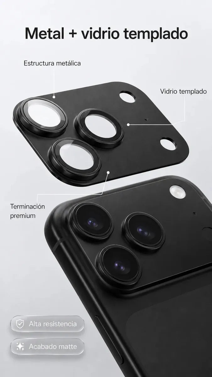 Protector Metálico para Cámara iPhone 18 Pro Max | Vidrio 9H