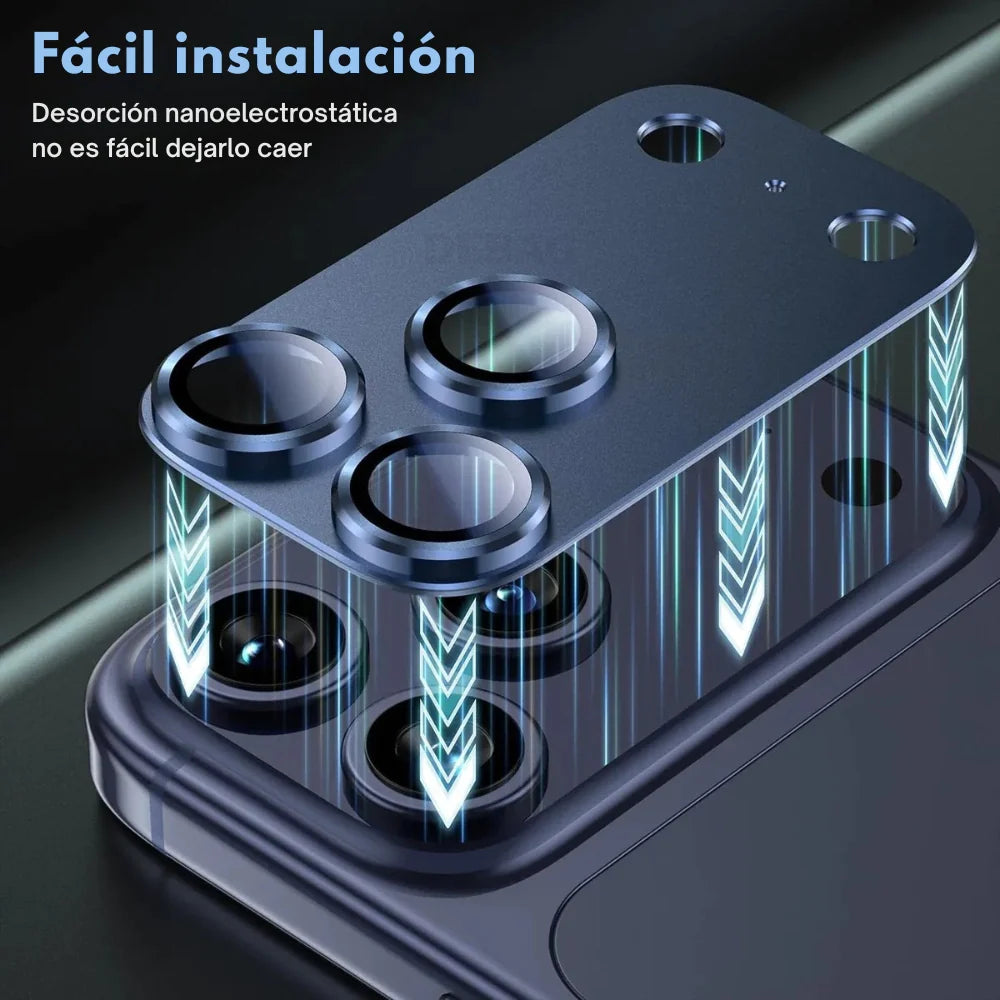 Protector Metálico para Cámara iPhone 17 Pro Max | Vidrio 9H